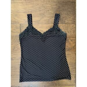 White House Black Market Polka Dot Lace Trim Tank Top Size M